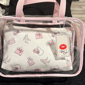 Fancy luxury Pink and White Cosmetic Bag Duo